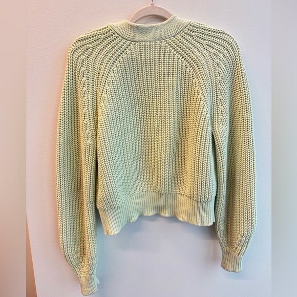 Everlane Sea Foam Green Chunky Knit Large Button-Up Cardigan Texture Cotton Sz S - Picture 12 of 12